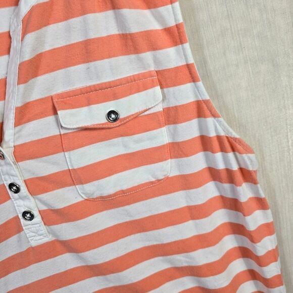 Croft & Barrow Women's Coral and White Striped Tank Top - Picture 2 of 9